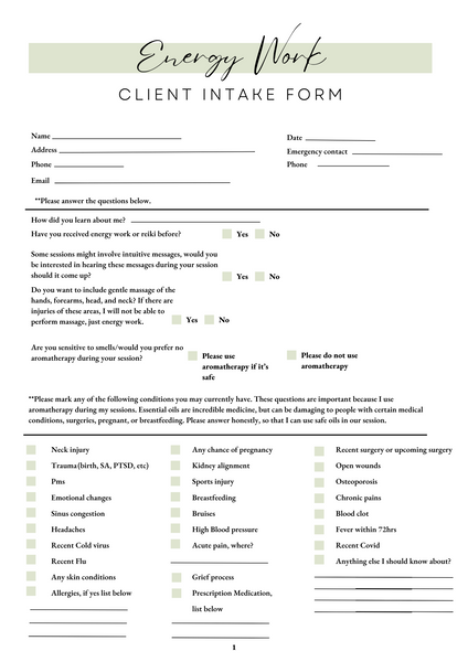 Energy Work Intake